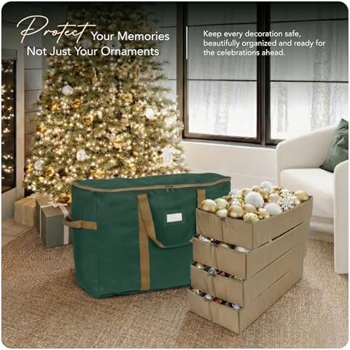 Covermates Adjustable Ornament Storage Bag, 25.5"W x 13"D x 18.5"H, Green