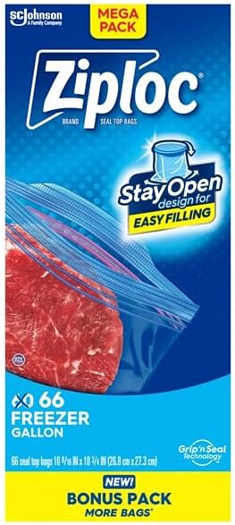 Ziploc, Seal Top Bags Freezer Gallon Mega Pack, 66 Count