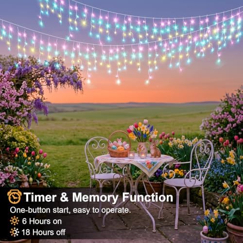 400LED Christmas Icicle Lights Outdoor Waterproof, 8 Modes Twinkle Fairy Lights for Home Tree Room Decor, Pastel