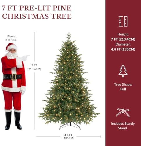 SHareconn 7ft Prelit Artificial Fir Christmas Tree with Dual Color Lights