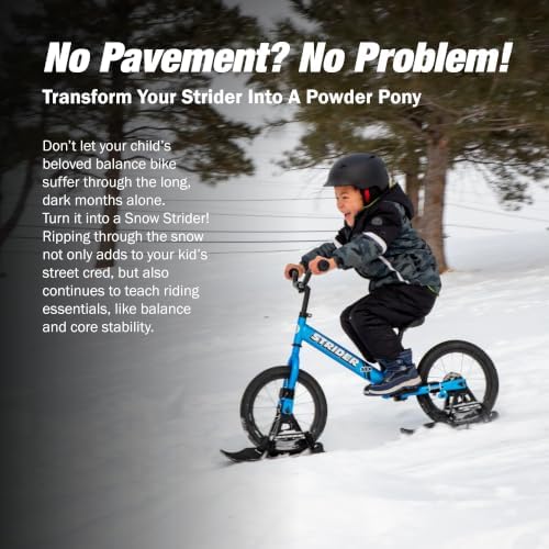 Strider 14x Snow Skis Set, Convert Balance Bike to Sled, for Ages 3–6 Years