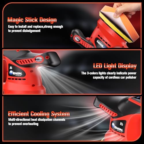 Cordless Car Buffer Polisher Kit,Compatiblewith M18 Battery (Without BATTERY )Brushless motor Dual Action Random Orbital Polishing with 6-Speed 2800-6000RPM for Auto Detailin