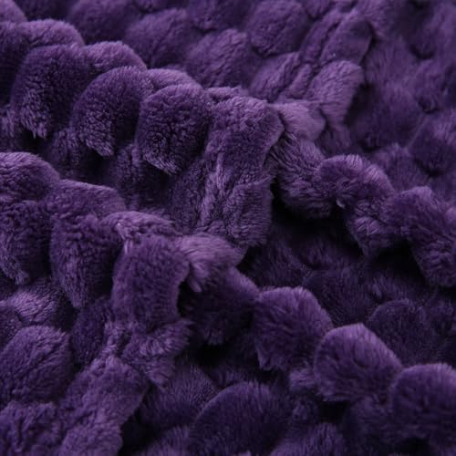 Puncuntex Deep Purple Throw Blanket 60"×80" Fuzzy 3D Jacquard Decorative