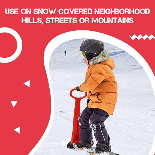 Geospace Winter Fun Foldable Snow Scooter, Ski Skate, Ski Skooter, Snow Sled, Kids Snowboard with 2 LED Light– Multi-Purpose Portable Sandboard, Snow Skate, and Kids/Teenager Sled for All Ages