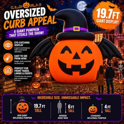 19.7 FT Halloween Inflatable Giant Pumpkin Decorations Outdoor with Blower