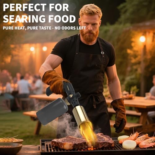 Powerful Propane Torch, Gift for Men Dad, Culinary Blow Kitchen Cooking Torch for Steak Searing, Campfire Charcoal Starter for Blackstone Griddle Accessories (Tank Not included)