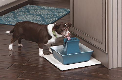 PetSafe Cat and Dog Water Fountain - Automatic Water Dispenser - Drinkwell Pagoda Ceramic Fountain for Pets - Filter Included - Blue - 70 oz, Model:PWW00-14898