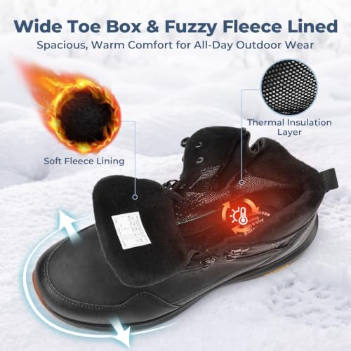 FitVille Winter Boots for Men Snow Boots with Side Zipper & Insulated Layer