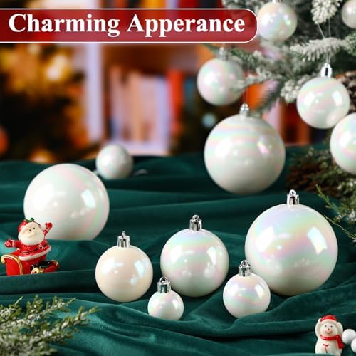 Shappy 50 Pcs Christmas Iridescent Ornaments Halloween Cauldron DIY, White