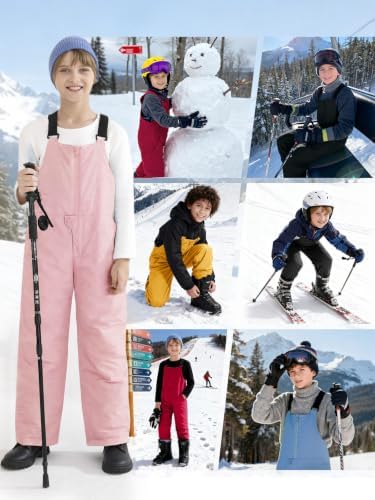 Haloumoning Boys Snow Bibs Kids Ski Pants 5-14 Years