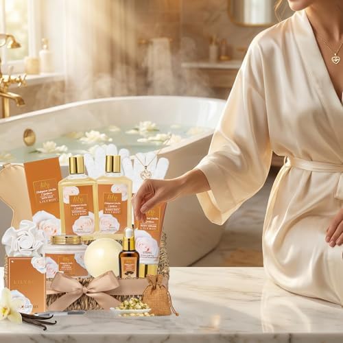 Woman Gifts, Birthday Gift - Luxurious Vanilla Spa Gift Baskets for Women