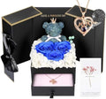 ADDWel Luxury Gifts for Mom from Daughter Son, Preserved Blue Rose Gift Box with I Love You MOM Necklace in 100 Languages, Elegant Birthday Gifts for Mom