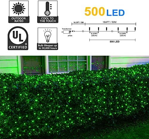164Ft 500 LED Green Halloween Lights, Waterproof 8 Twinkle with Memory Functions Green String Lights for Indoor Outdoor Tree Garden Halloween Decoration