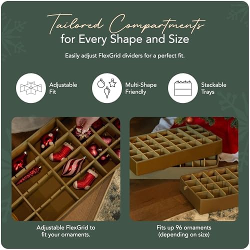 Covermates Adjustable Ornament Storage Box, 25.5" W x 13" D x 12.5" H, Red
