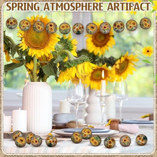 Outus 16 Pcs Vintage Summer Sunflower Ornaments Balls for Tree Summer Flower Decorations Sunflower Ornaments Farmhouse Floral Hanging Spring Decor for Small Tree Home Party Craft Decor