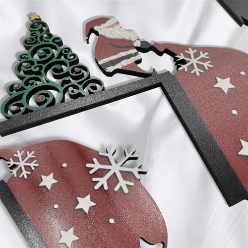 2024 Christmas Door Topper Holiday Home Decor Funny Snowman Santa Claus Top Door Frame Corner Sign Decorations, Windows Walls DIY Craft for Christmas Party Ornament (Santa Claus)