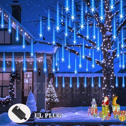Christmas Meteor Shower Lights Outdoor 16Tube 384LEDs Dripping Icicle Light