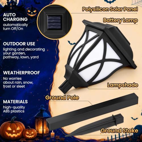 GIGALUMI Solar Halloween Lights Outdoor Decor, Solar Pathway Lights 8 Pack