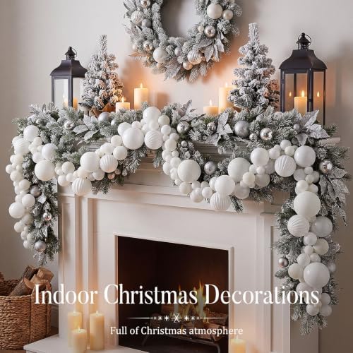 9.2 ft Christmas Ball Garland, White
