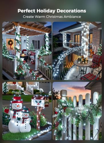 6 Pack 600 LED Solar Christmas Lights Outdoor Waterproof, Pure White 240 FT
