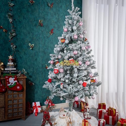 100Pcs Pink Silver Christmas Ball Ornaments Set for Tree, Assorted Shatterproof Christmas Decorations, Hanging Decor for Xmas Tree Holiday/Party/Home (Pink & Silver & White)