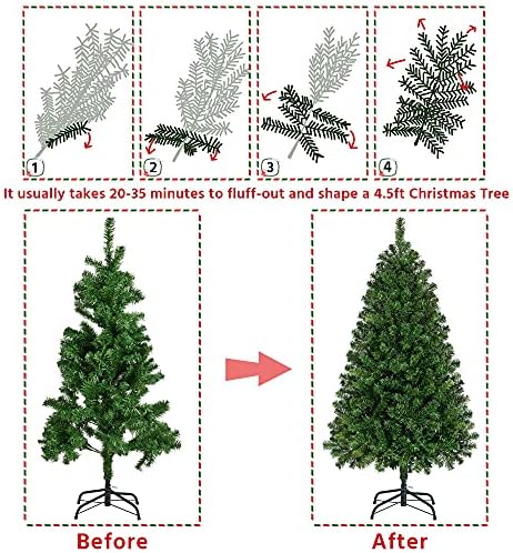 Yaheetech 4.5ft Pre-lit Christmas Tree with 150 Warm White Lights, Green