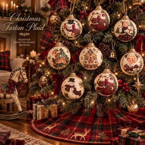 Outus 16pcs Vintage Christmas Tree Ornaments Ball, Burgundy Christmas Decor