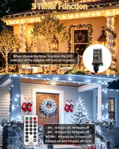 2 Pack 200LED Christmas Lights Indoor Outdoor Warm White to Cool White