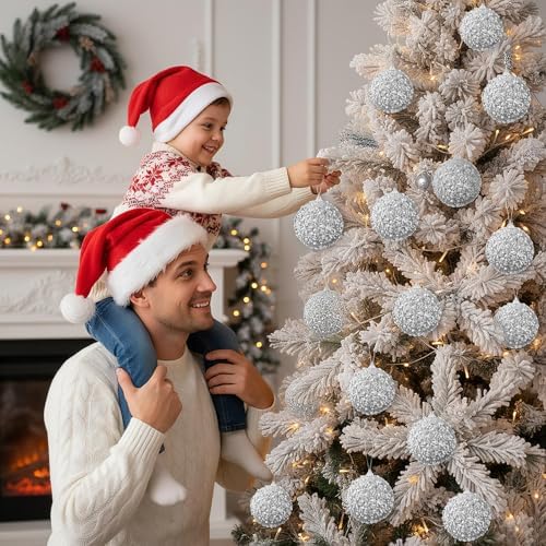 Lyrow 24 Pcs 3.15" Christmas Ball, Silver