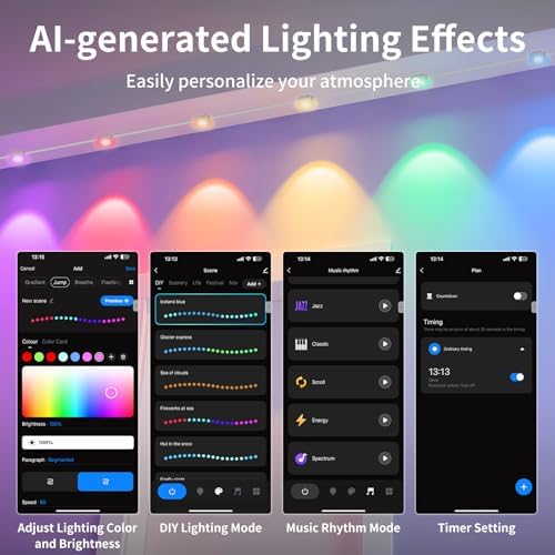 100ft Permanent Outdoor Lights with 60 LEDs Smart RGB+IC Christmas Light