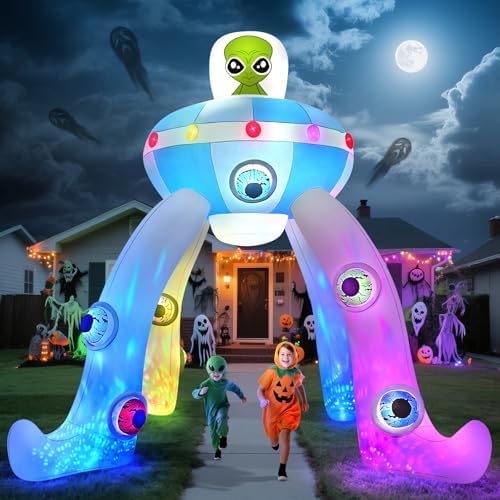 Kalolary 12FT Halloween Inflatables Archway UFO Alien