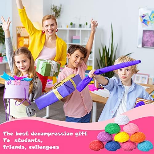 Skylety 100 Pcs Brain Balls Bulk Halloween Funny Toy Mini, 10 Colors