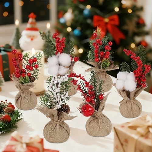 winemana 6 Pcs Mini Christmas Tree Table Decorations Office Holiday Decor