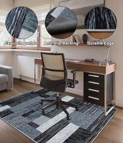 chakme Office Chair Mat for Hardwood Floor, 60"x45" Easy Glide Computer Desk Mat Protector for Rolling Chair Under Desk Rug Nonslip Backing, Machine Wash, (Jigsaw)