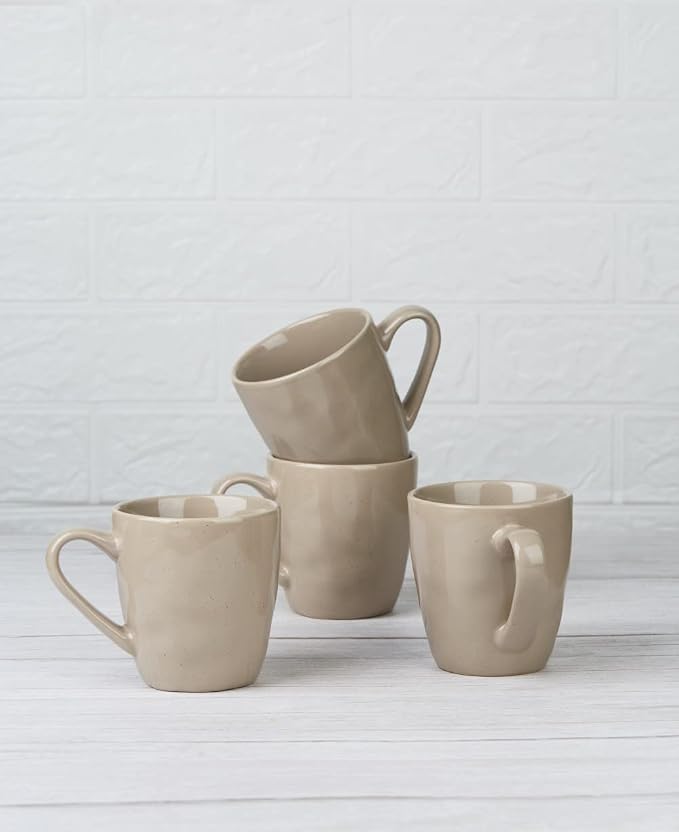 famiware Mars 4 Pieces Coffee Mug, 14oz Tea Mug, Catering Mugs with Handle for Coffee, Tea, Cocoa, Milk, Cinnamon Brown