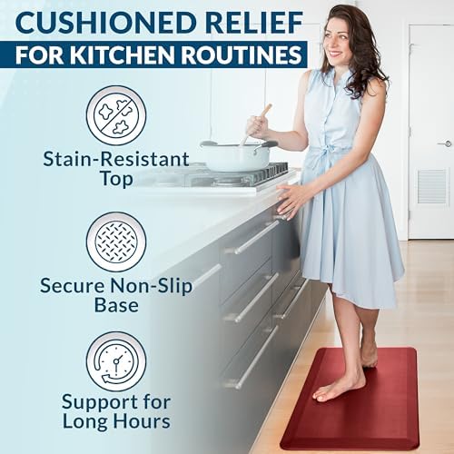 ComfiLife Anti Fatigue Floor Mat – 3/4 Inch Thick Kitchen Mats for Floor, Standing Desk Mat, Kitchen Rug – Comfort at Home, Office – Durable – Stain Resistant – Non-Slip Bottom (20" x 39", Red)