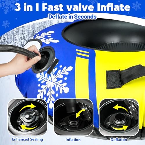 ZMLM Snow Tubes for Sledding Heavy Duty - Inflatable Snow Tube with Premium Canvas Cover for Kids Adults,Towable Snow Sled Thickened Bottom Winter Gift Outdoor Fun Toys