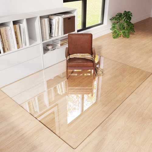 Tempered Glass Chair Mat for Carpet 72"x54", Floor Protector