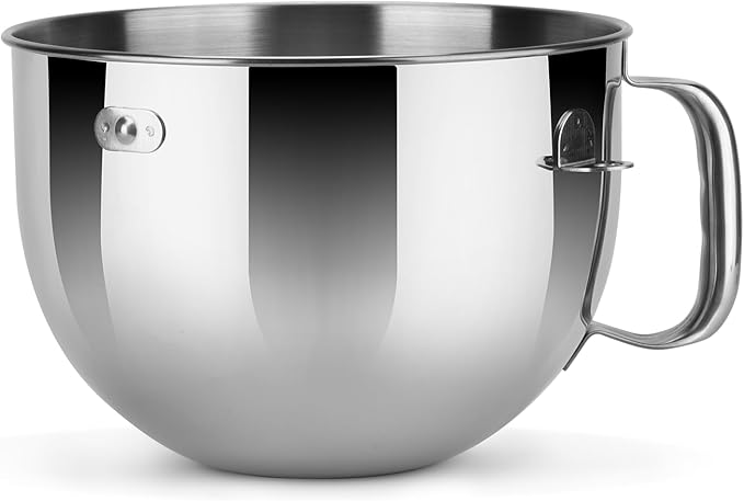 Stainless Steel Lift Bowl Compatible with Kitchenaid 6-qt. Mixing Bowl with Ergonomic Handle