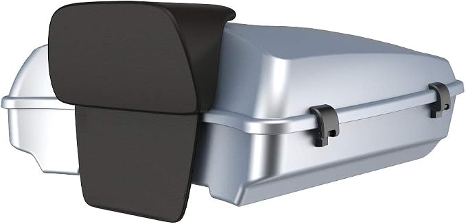 Advanblack Road Glide Tour Trunk Pack Barracuda Silver Denim Razor Tour Trunk Pack Backrest Pad for '97-'25 Harley Touring Road King Street Glide Electra Glide CVO models