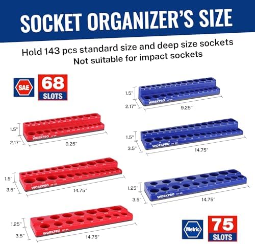 WORKPRO 8-Piece Magnetic Socket and Wrench Organizer Set