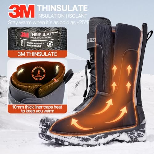 FREE SOLDIER Men's Waterproof Winter Removable Liner Insulated Outdoor Tactical Snow Boots