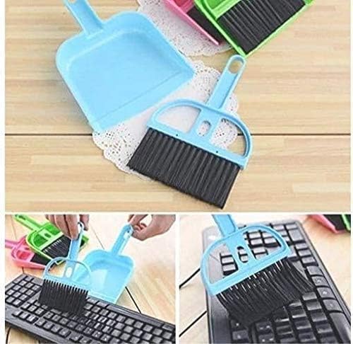 CHIRON Mini Dustpan Supdi with Brush Broom Set for Multipurpose Cleaning Laptops, Keyboards, Dining Table, Car Seats, Carpets (Multicolor, Small) -Pack of 2