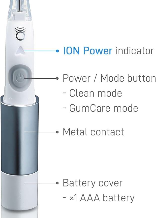 IONIC KISS IONPA DM White Compact Ionic Power Electric Toothbrush with Travel Cap, Brushing Timer, 2 Modes, 2 Soft Extended Filament Brush Heads Made in Japan You, Outdoor Camping DM-011PW