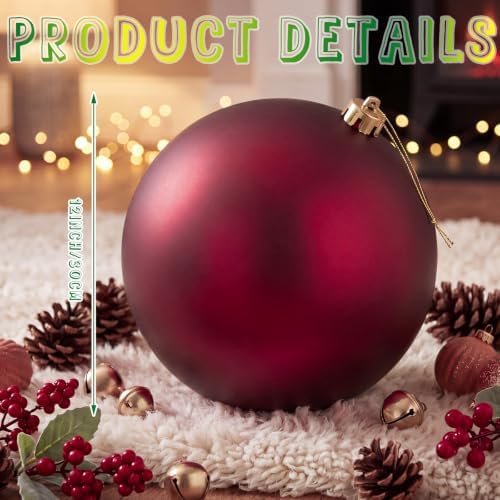 Threan 12 Inch Burgundy Matte Large Christmas Ball Ornament