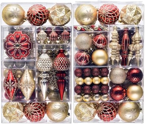 Valery Madelyn 155ct Christmas Tree Decorations Ball Ornaments Set