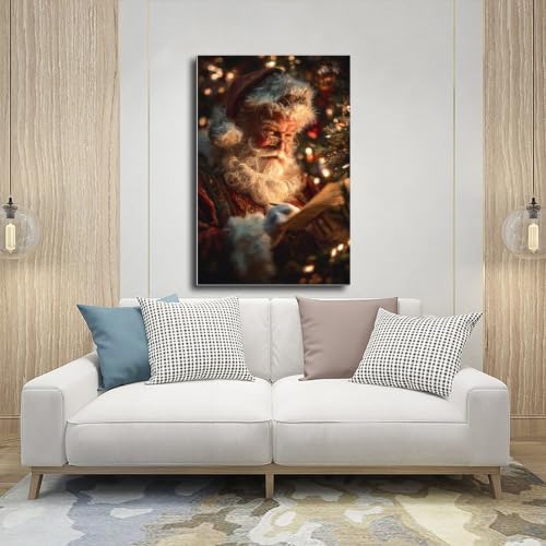 JDBeehpy Classic Santa Claus Writing Notes Wall Art Decor Unframed 16x24in