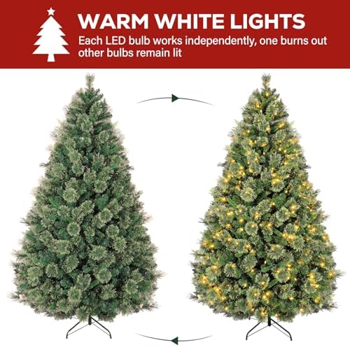 Hykolity 6 ft Prelit Artificial Christmas Tree with 350 Warm White LEDs