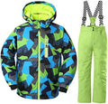 WOWULOVELY Big Boy's 2-Piece Colorblock Snow Pants and Jacket Snowsuit Ski Suit