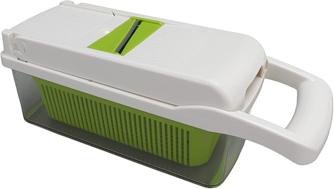 Omabeta Vegetable Peeler Cutter Grater 4 in 1 Multi Function Kitchen Tool with Stainless Steel Blades and Anti Slip Handle for Slicing Dicing Grating Vegetables Fruits Cheese (White)